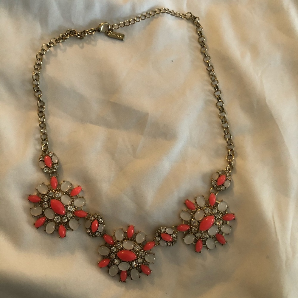 Pink/white/crystal BaubleBar bib necklace